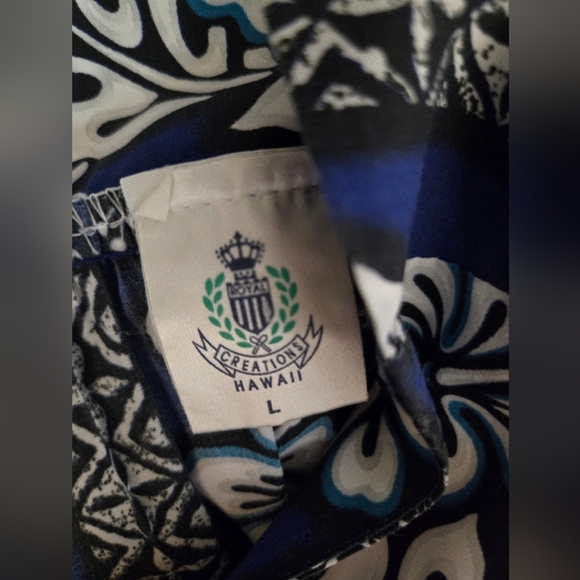 Royal Hawaiian Creations Blue Black Floral Luau Dress Large NWOT (6012) - Picture 5 of 6